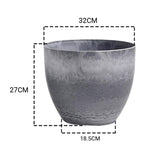 SOGA 2X 27cm Weathered Grey Round Resin Plant Flower Pot in Cement Pattern Planter Cachepot for Indoor Home Office