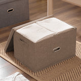 SOGA Coffee Medium Foldable Canvas Storage Box Cube Clothes Basket Organiser Home Decorative Box