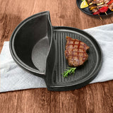 SOGA 2 in 1 Cast Iron Ribbed Fry Pan Skillet Griddle BBQ and Steamboat Hot Pot