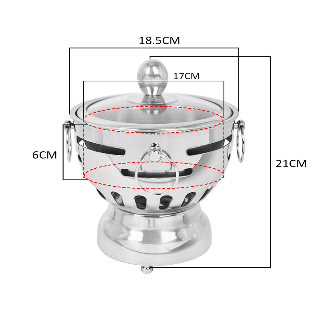 SOGA 4X Stainless Steel Mini Asian Buffet Hot Pot Single Person Shabu Alcohol Stove Burner with Glass Lid