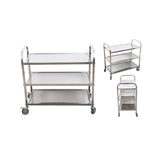 SOGA 2X 3 Tier 75x40x83.5cm Stainless Steel Kitchen Dinning Food Cart Trolley Utility Size Small