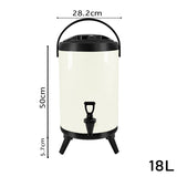 SOGA 18L Stainless Steel Insulated Milk Tea Barrel Hot and Cold Beverage Dispenser Container with Faucet White