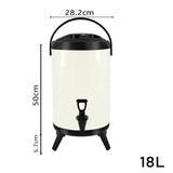 SOGA 2X 18L Stainless Steel Insulated Milk Tea Barrel Hot and Cold Beverage Dispenser Container with Faucet White