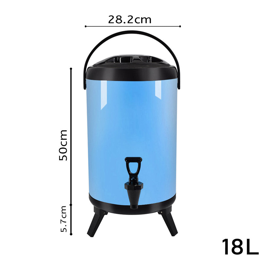 SOGA 2X 18L Stainless Steel Insulated Milk Tea Barrel Hot and Cold Beverage Dispenser Container with Faucet Blue