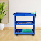 SOGA 2X 3 Tier Tool Storage Cart Portable Service Utility Heavy Duty Mobile Trolley Blue