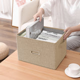 SOGA Beige Super Large Foldable Canvas Storage Box Cube Clothes Basket Organiser Home Decorative Box