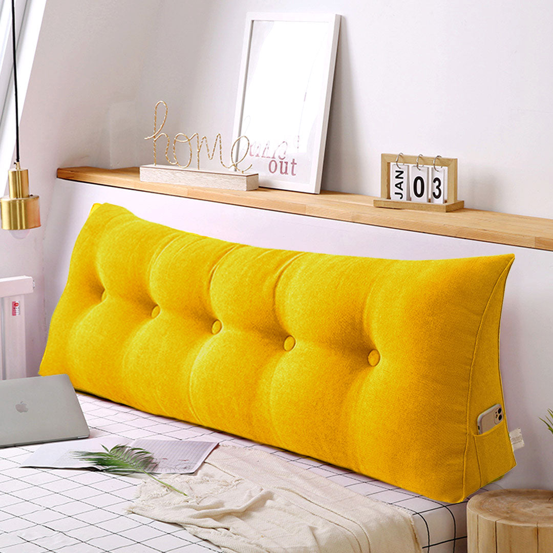 SOGA 2X 180cm Yellow Triangular Wedge Bed Pillow Headboard Backrest Bedside Tatami Cushion Home Decor