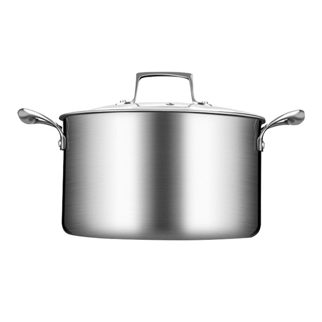 SOGA 24cm Stainless Steel Soup Pot Stock Cooking Stockpot Heavy Duty Thick Bottom with Glass Lid