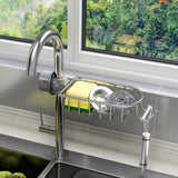 SOGA 2X Silver Single Kitchen Sink Organiser Faucet Soap Sponge Caddy Rack Storage Drainer