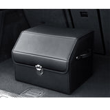 SOGA 2X Leather Car Boot Collapsible Foldable Trunk Cargo Organizer Portable Storage Box With Lock Black Small