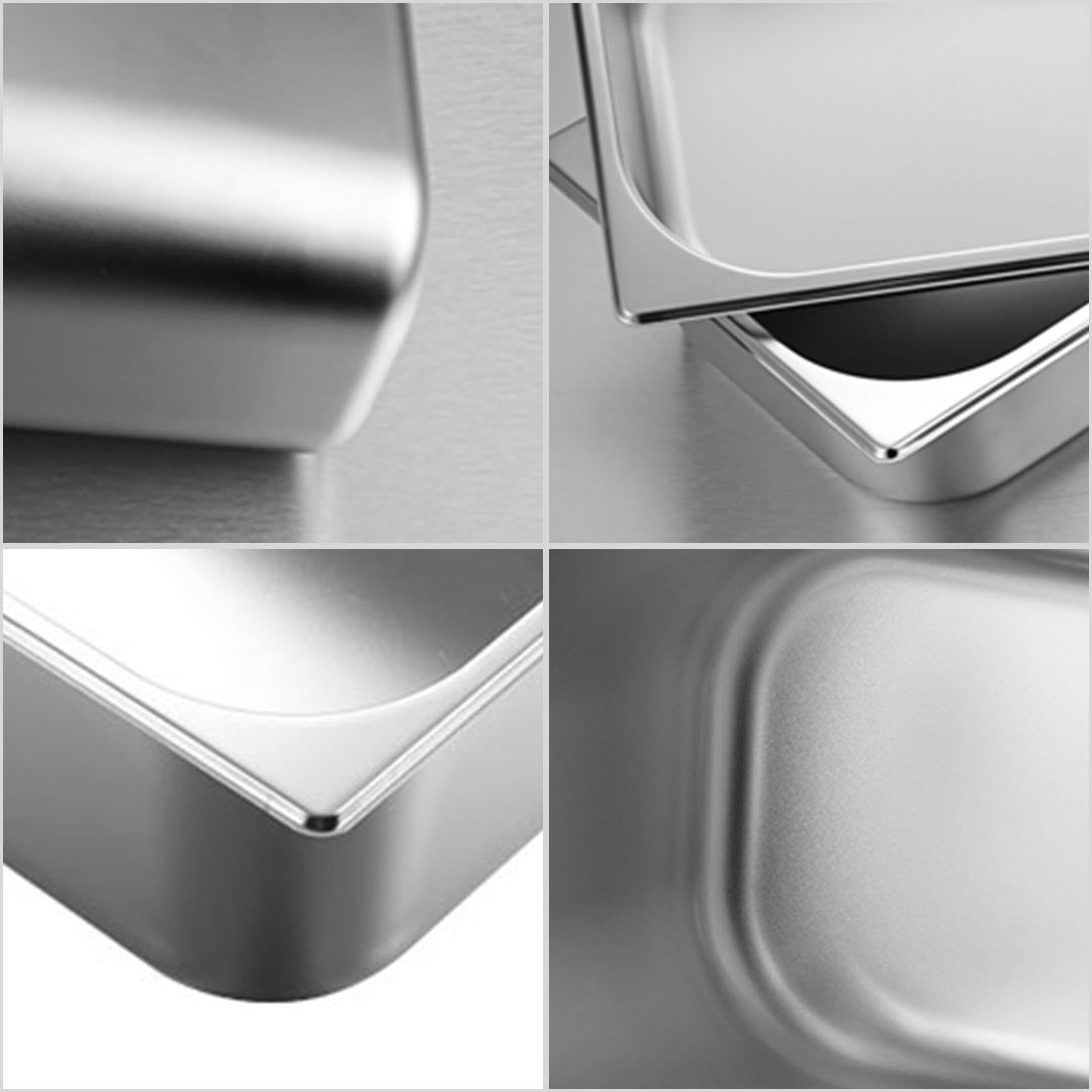 SOGA 4X Gastronorm GN Pan Full Size 1/3 GN Pan 6.5 cm Deep Stainless Steel Tray With Lid