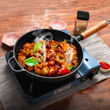 SOGA 27cm Round Cast Iron Frying Pan Skillet Steak Sizzle Platter with Helper Handle