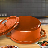 SOGA Cast Iron 24cm Enamel Porcelain Stewpot Casserole Stew Cooking Pot With Lid 3.6L Orange