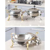 SOGA Stainless Steel Gold Accents Round Buffet Chafing Dish Cater Food Warmer Chafer with Glass Top Lid