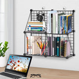 SOGA 2X Black Portable 4-Cube 2 Column Storage Organiser Foldable DIY Modular Grid Space Saving Shelf