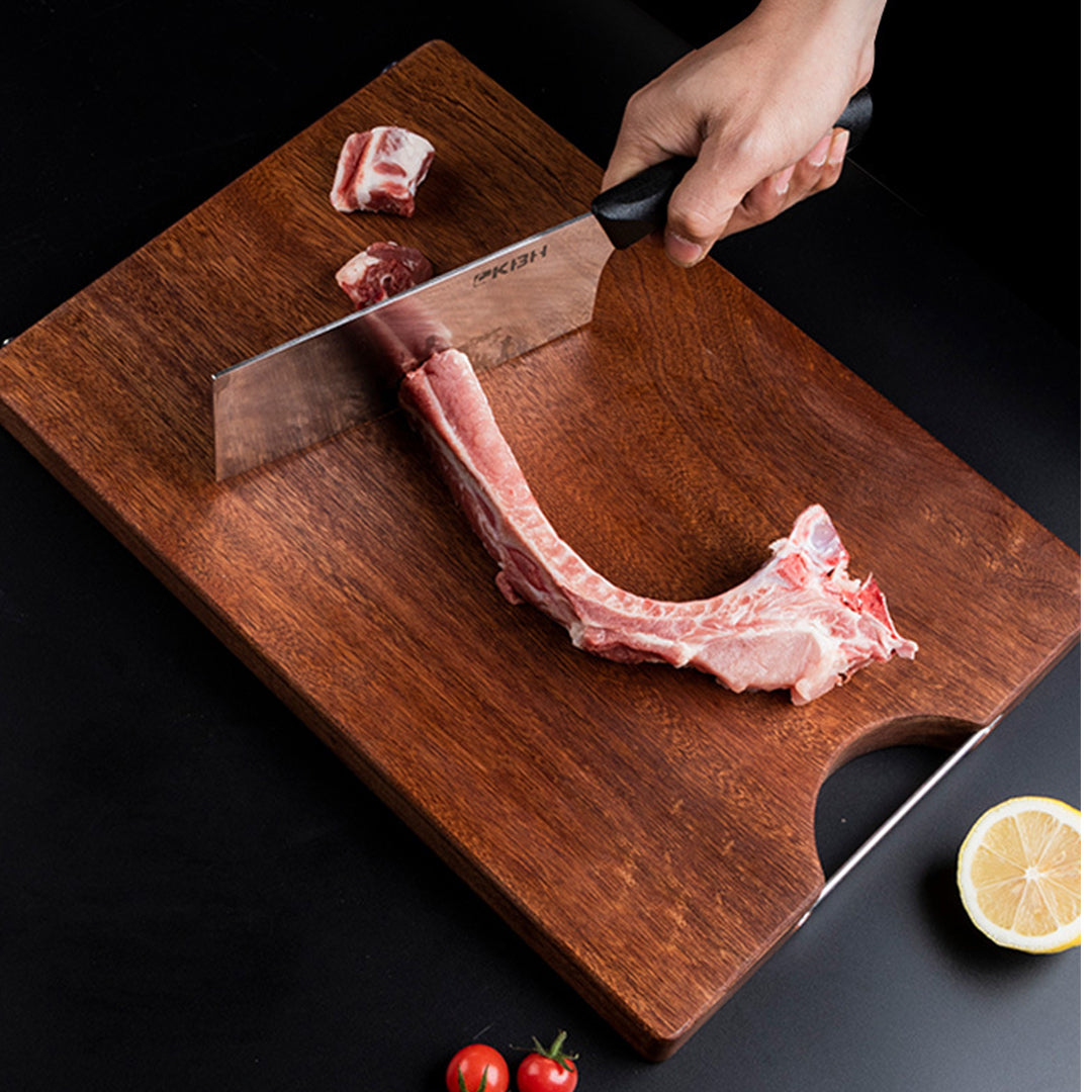 SOGA 2X 48cm Rectangular Wooden Ebony Butcher Block Non-slip Chopping Food Serving Tray Charcuterie Board