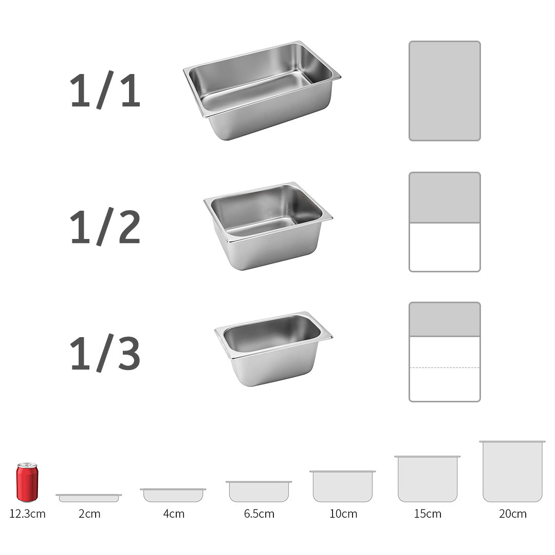 SOGA 6X Gastronorm GN Pan Full Size 1/2 GN Pan 20cm Deep Stainless Steel Tray