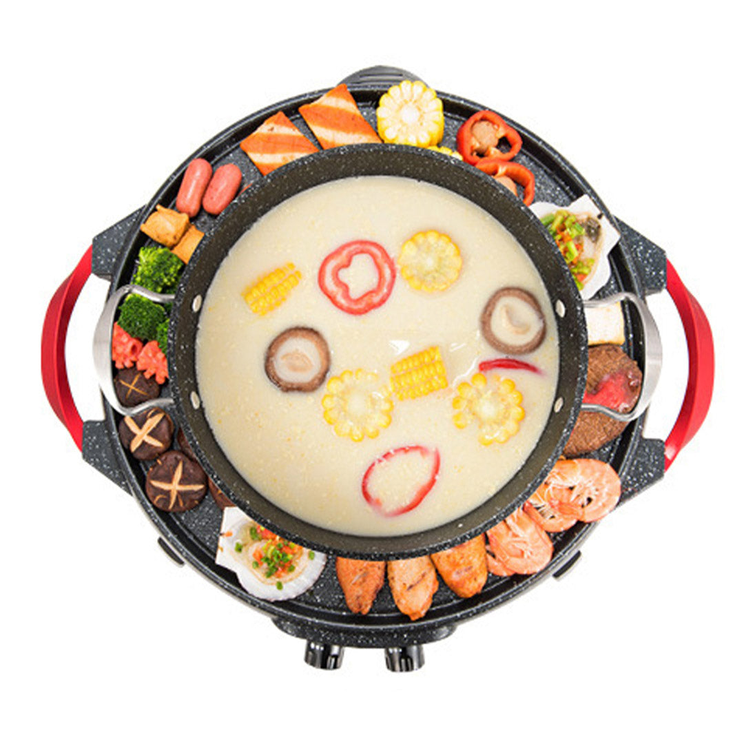 SOGA 2X 2  in 1 Electric Stone Coated Teppanyaki Grill Plate Steamboat Hotpot