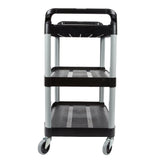 SOGA 3 Tier 83x43x95cm Food Trolley Food Waste Cart With Two Bins Storage Kitchen Black Small