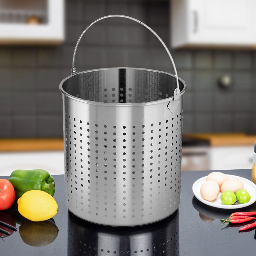 SOGA 33L 18/10 Stainless Steel Stockpot with Perforated Stock pot Basket Pasta Strainer