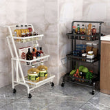 SOGA 2X 3 Tier Steel White Adjustable Kitchen Cart Multi-Functional Shelves Portable Storage Organizer with Wheels