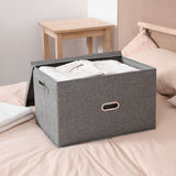 SOGA Grey Super Large Foldable Canvas Storage Box Cube Clothes Basket Organiser Home Decorative Box