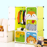 SOGA 6 Cubes Animal Design Portable Wardrobe Divide-Grid Modular Storage Organiser Foldable Closet