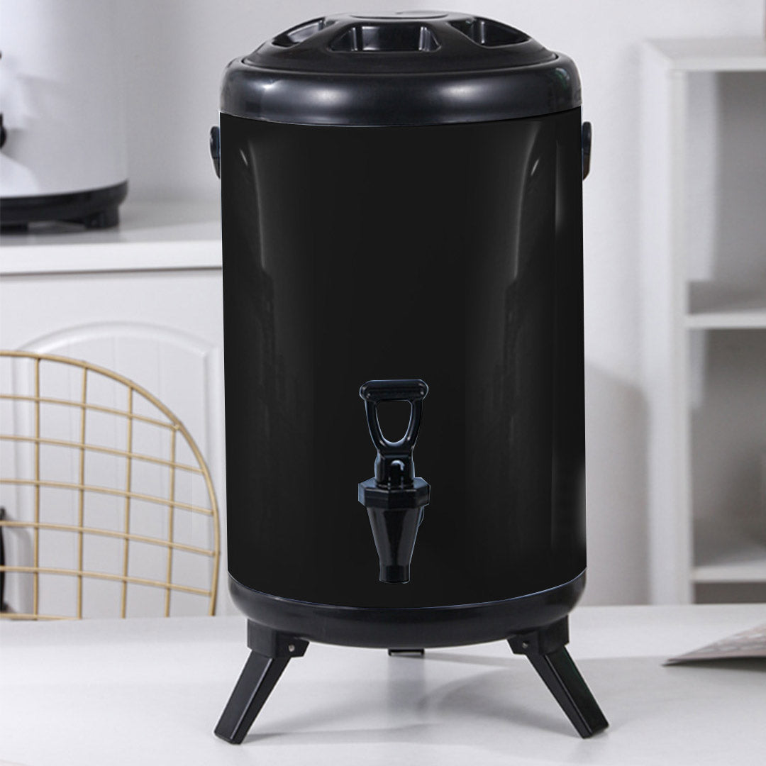 SOGA 2X 12L Stainless Steel Insulated Milk Tea Barrel Hot and Cold Beverage Dispenser Container with Faucet Black