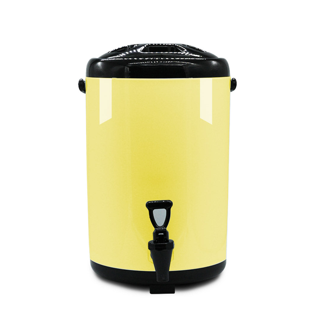 SOGA 2X 12L Stainless Steel Insulated Milk Tea Barrel Hot and Cold Beverage Dispenser Container with Faucet Yellow