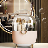 SOGA 2X Pink Transparent Countertop Makeup Organiser Cosmetic Storage Waterproof Dustproof Bathroom Skincare Holder with Lid