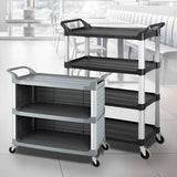 SOGA 2X 4 Tier Food Trolley Portable Kitchen Cart Multifunctional Big Utility Service with wheels 950x500x1270mm Black