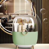 SOGA 2X Green Transparent Countertop Makeup Organiser Cosmetic Storage Waterproof Dustproof Bathroom Skincare Holder with Lid