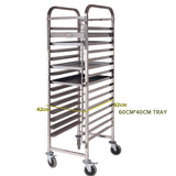 SOGA Gastronorm Trolley 15 Tier Stainless Steel with Aluminum Baking Pan Cooking Tray for Bakers