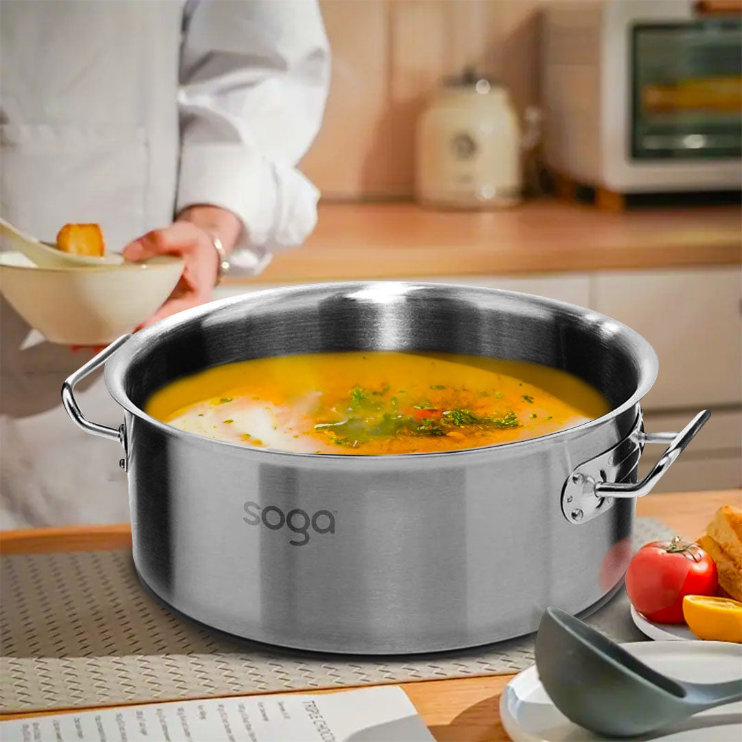 SOGA Stock Pot 14L 58L Top Grade Thick Stainless Steel Stockpot 18/10