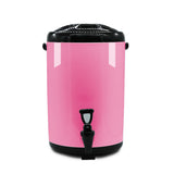 SOGA 2X 14L Stainless Steel Insulated Milk Tea Barrel Hot and Cold Beverage Dispenser Container with Faucet Pink