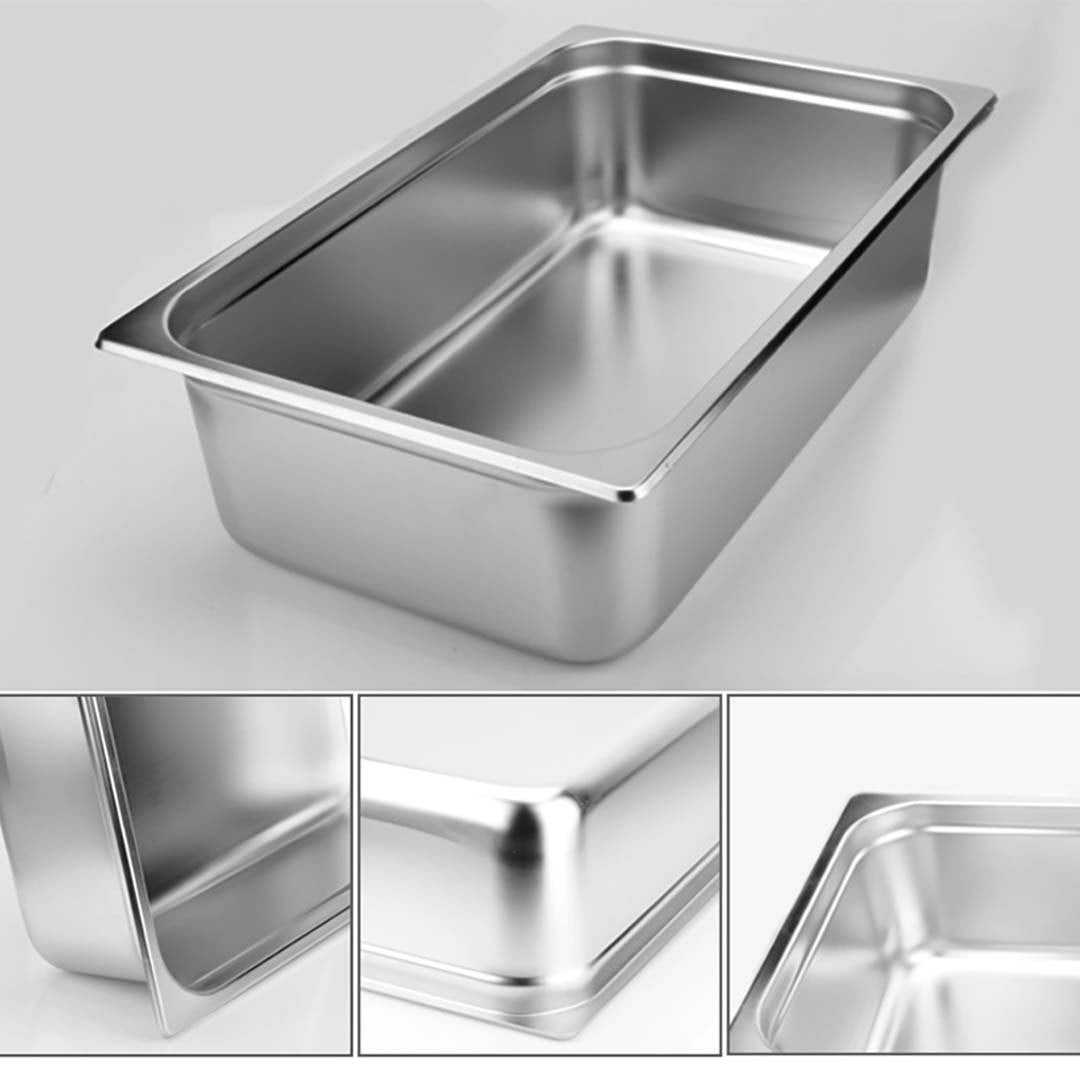 SOGA Gastronorm GN Pan Full Size 1/1 GN Pan 15cm Deep Stainless Steel Tray With Lid