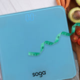 SOGA 180kg Digital Fitness Weight Bathroom Gym Body Glass LCD Electronic Scales Blue