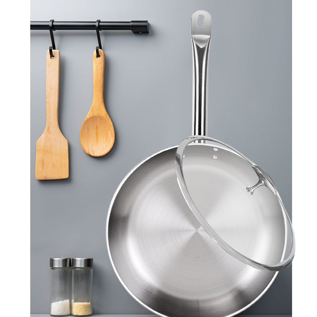 SOGA 2X 28cm Stainless Steel Saucepan Sauce pan with Glass Lid and Helper Handle Triple Ply Base Cookware