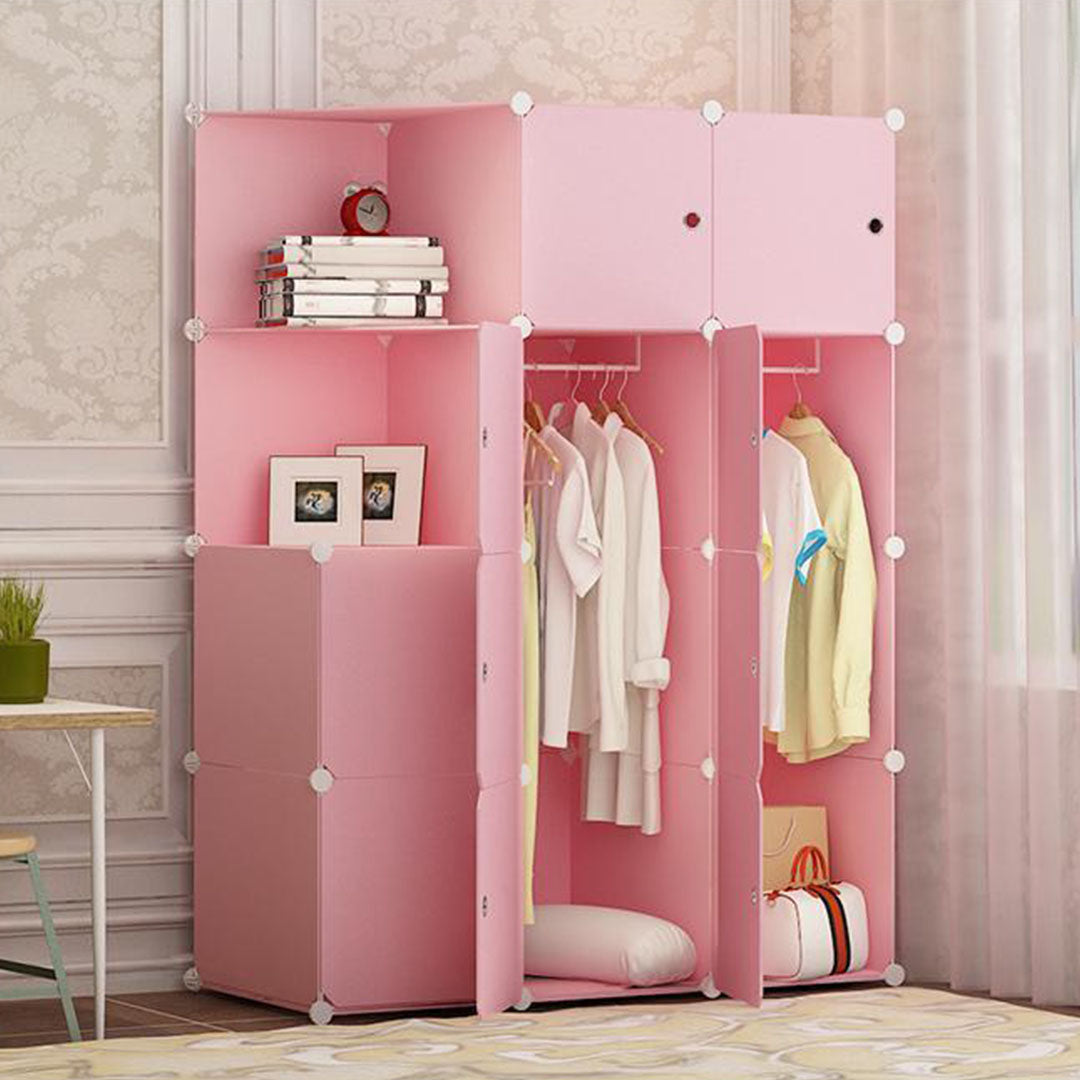 SOGA 10 Cubes Princess Design Portable Wardrobe Divide-Grid Modular Storage Organiser Foldable Closet