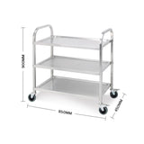 SOGA 2X 3 Tier 85x45x90cm Stainless Steel Kitchen Dinning Food Cart Trolley Utility Size Medium