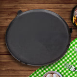 SOGA 2X 33CM Reversible Round Cast Iron Induction Crepes Pan Baking Cookie Pancake Pizza Bakeware