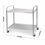 SOGA 2 Tier 86x54x94cm Stainless Steel Kitchen Dinning Food Cart Trolley Utility Round Large