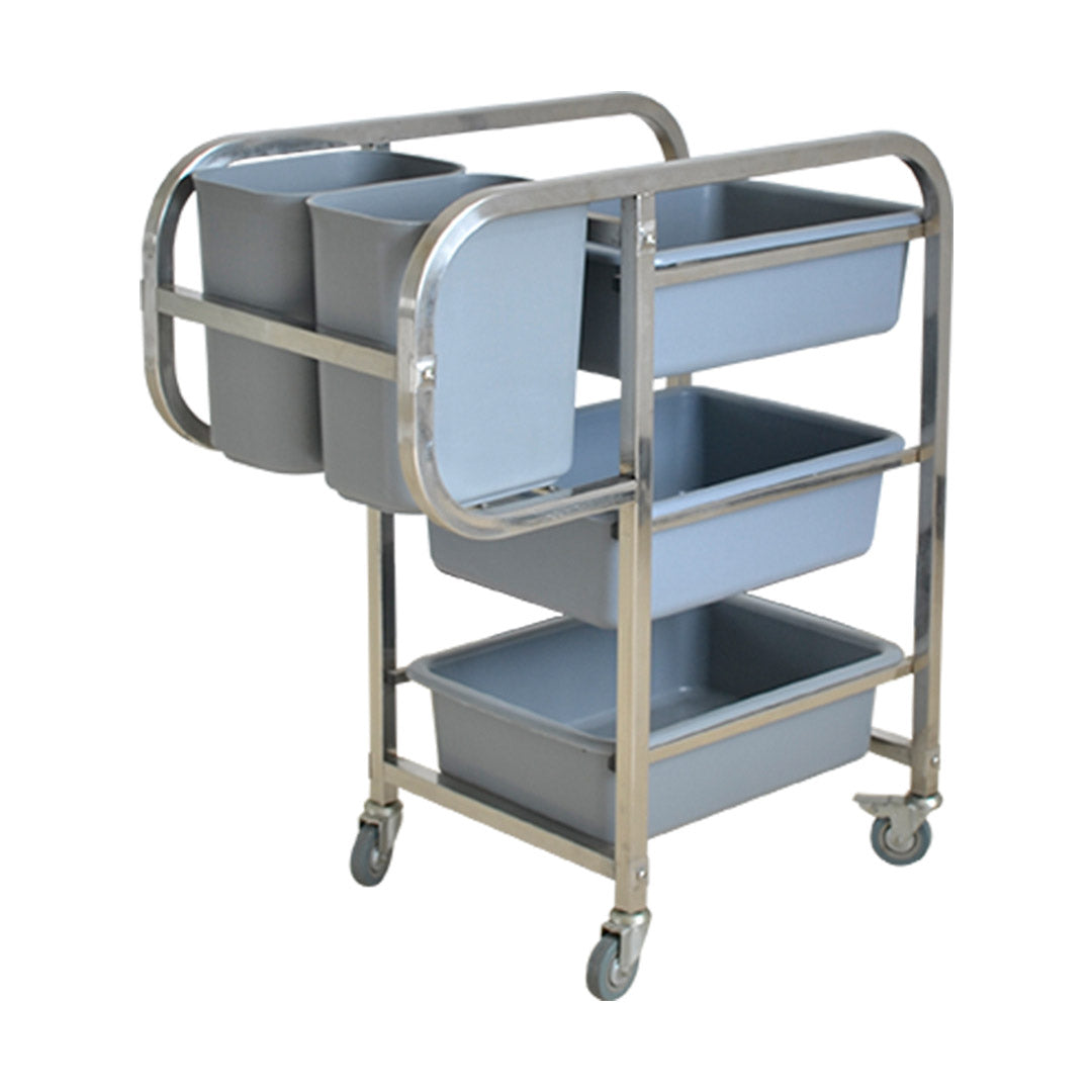 SOGA 2X 3 Tier Food Trolley Food Waste Cart Five Buckets Kitchen Food Utility 82x43x92cm Square