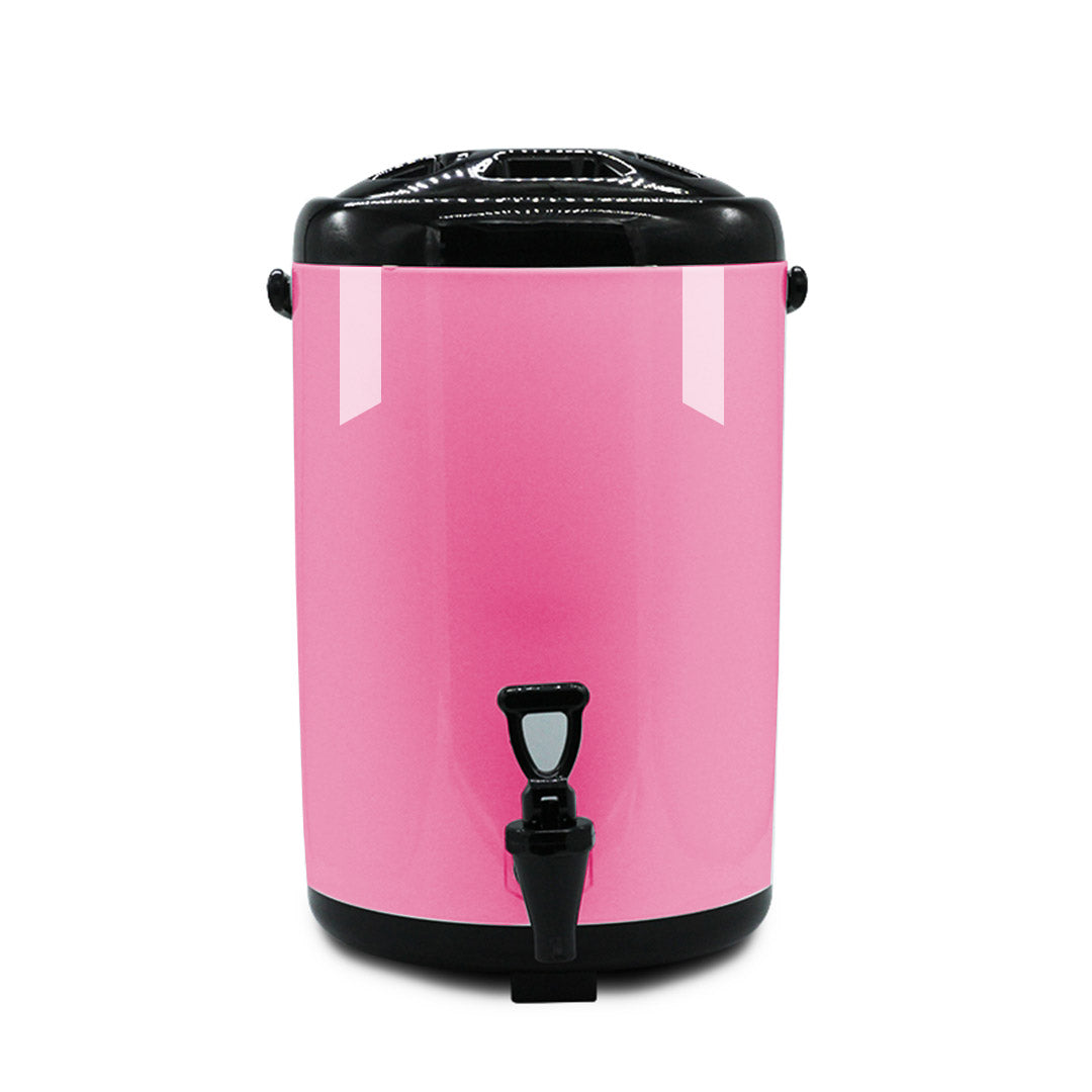 SOGA 12L Stainless Steel Insulated Milk Tea Barrel Hot and Cold Beverage Dispenser Container with Faucet Pink