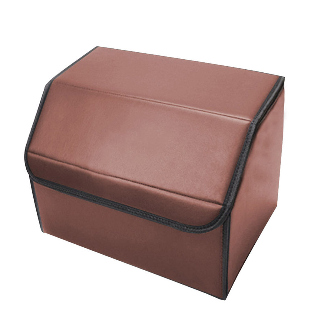 SOGA 2X Leather Car Boot Collapsible Foldable Trunk Cargo Organizer Portable Storage Box Coffee Small