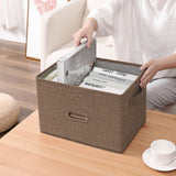 SOGA Coffee Large Foldable Canvas Storage Box Cube Clothes Basket Organiser Home Decorative Box