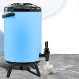 SOGA 2X 10L Stainless Steel Insulated Milk Tea Barrel Hot and Cold Beverage Dispenser Container with Faucet Blue