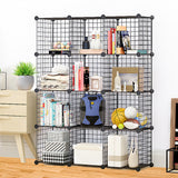 SOGA Black Portable 12-Cube Storage Organiser Foldable DIY Modular Grid Space Saving Shelf