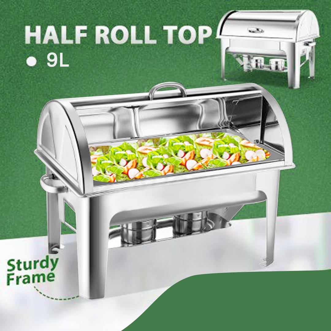 SOGA 9L Stainless Steel Full Size Roll Top Chafing Dish Food Warmer