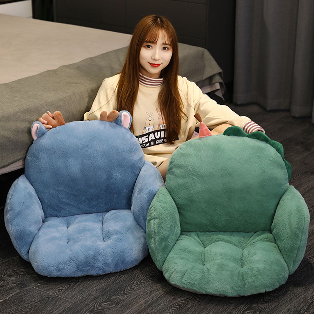 SOGA 2X Green Dino Shape Cushion Soft Leaning Bedside Pad Sedentary Plushie Pillow Home Decor